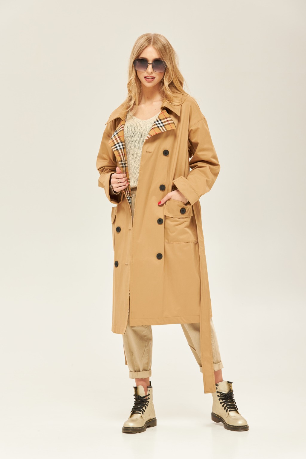 Демисезонный тренч Mila Nova Q-60 кемел+рыжая клетка — изображение 2