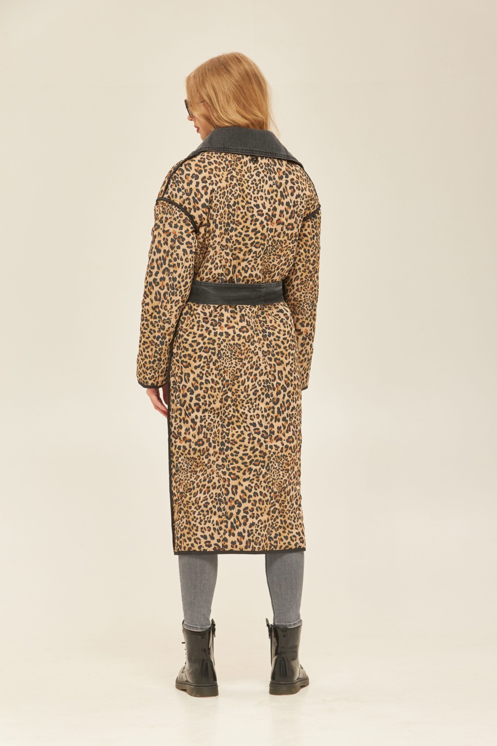 Демисезонный плащ Mila Nova ПВ-140 черный+леопард — изображение 2