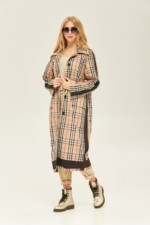 Демисезонный плащ Mila Nova Q-70 бежевый+черный