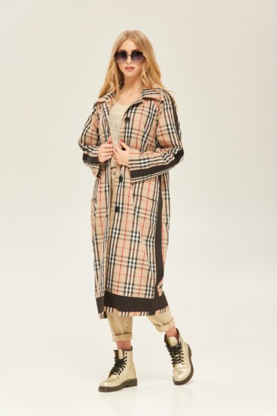 Демисезонный плащ Mila Nova Q-70 бежевый+черный