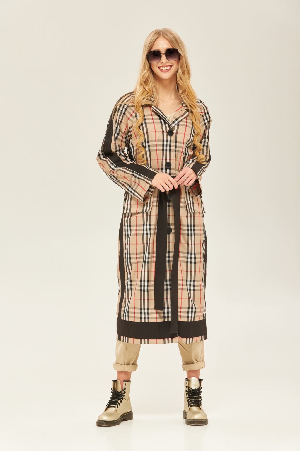 Демисезонный плащ Mila Nova Q-70 бежевый+черный — изображение 2