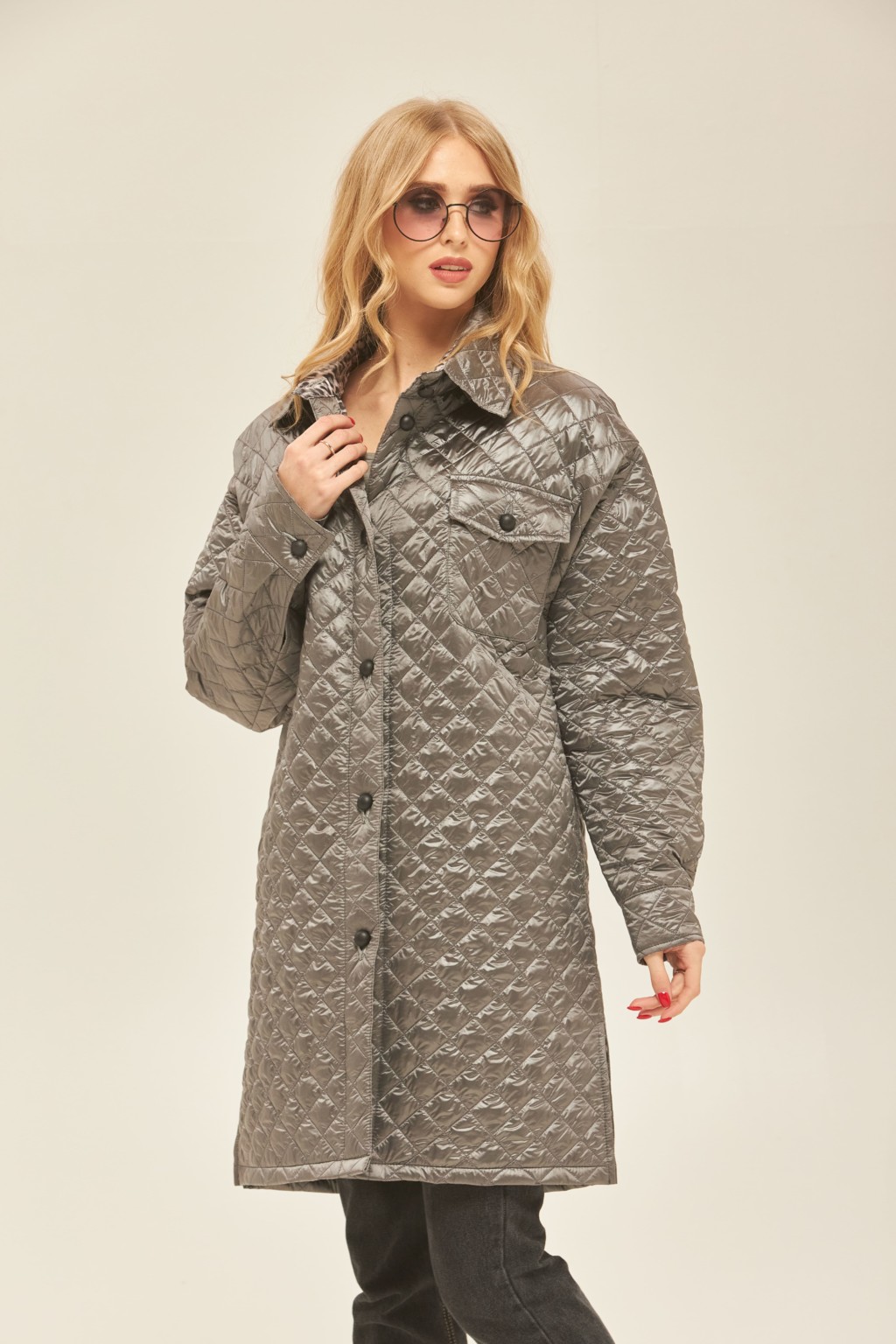 Демисезонный плащ Mila Nova ПВ-181 СЕРЫЙ + СЕРЫЙ ЛЕОПАРД — изображение 2