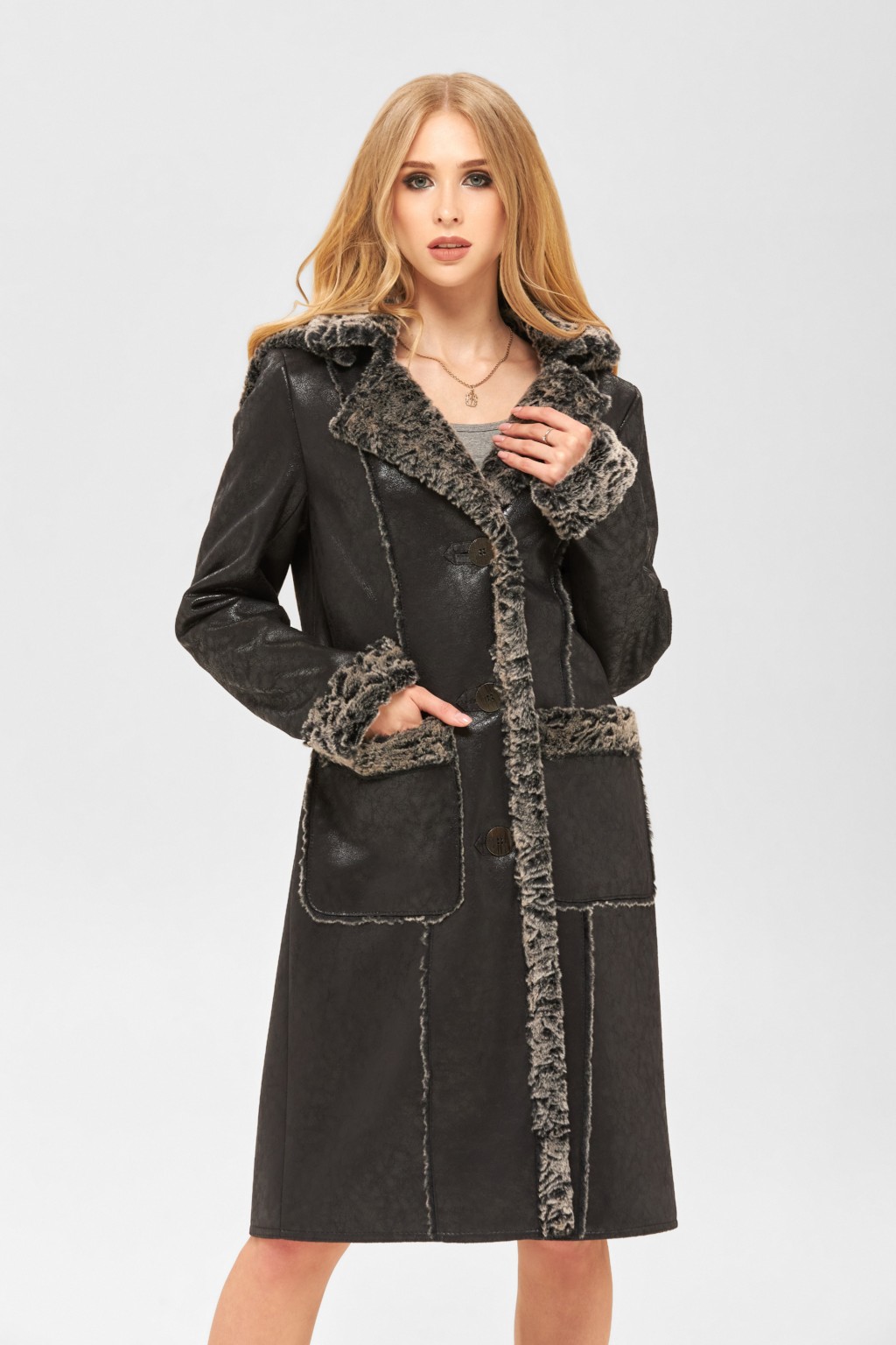 Зимняя Дубленка Mila Nova Д-157 б черный — изображение 5