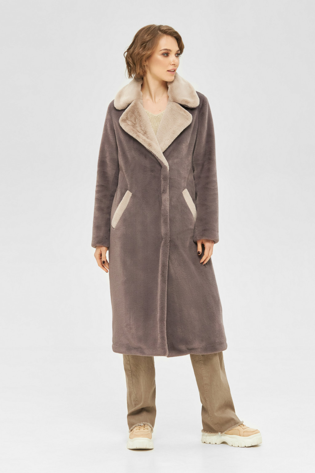 Зимняя шуба Mila Nova ПВ-106 темная фреза — изображение 2