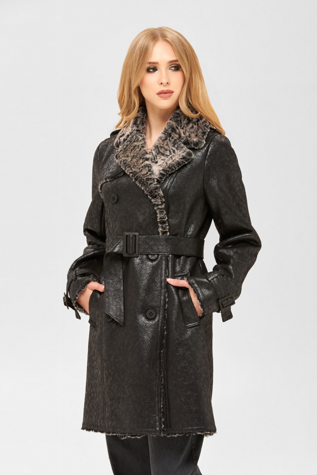 Зимняя дубленка Mila Nova Д-154б черная — изображение 2