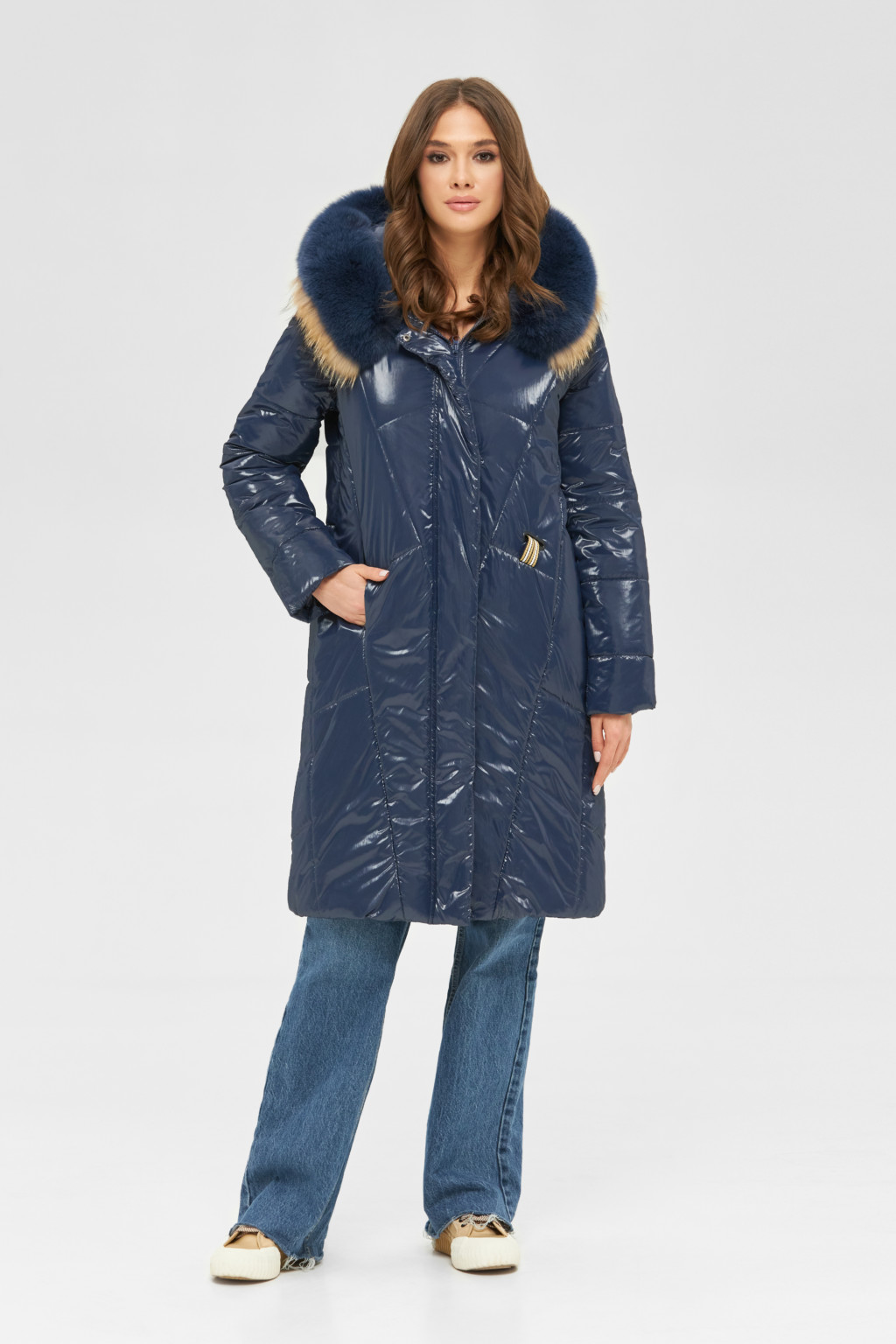 2786_49779 Зимний пуховик Mila Nova К-106 синий — изображение 1