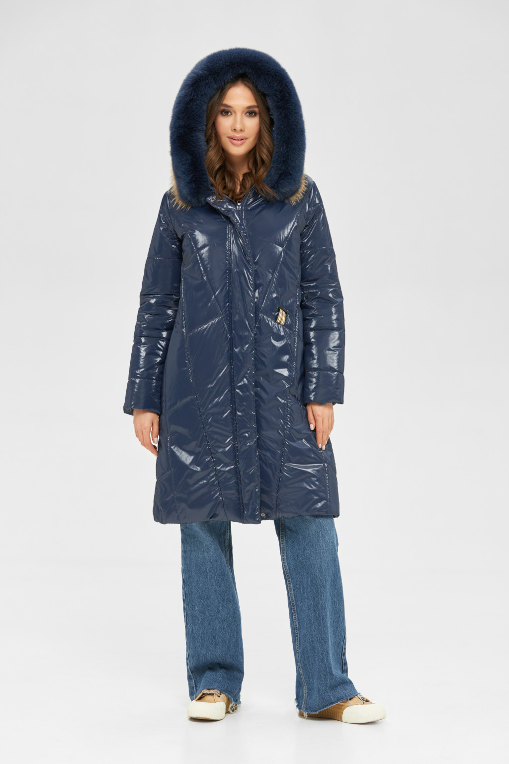 Зимний пуховик Mila Nova К-106 синий — изображение 2