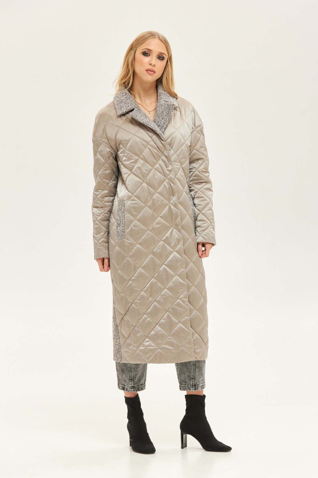 Демисезонное пальто Mila Nova ПВ-207 серое — изображение 3