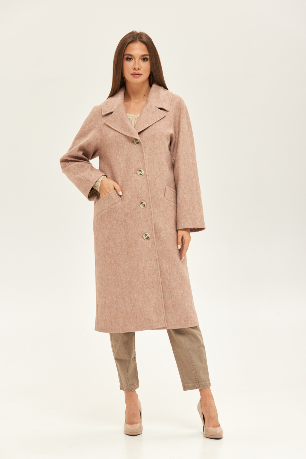 Демисезонное пальто Mila Nova ПВ-196 бежевое — изображение 2