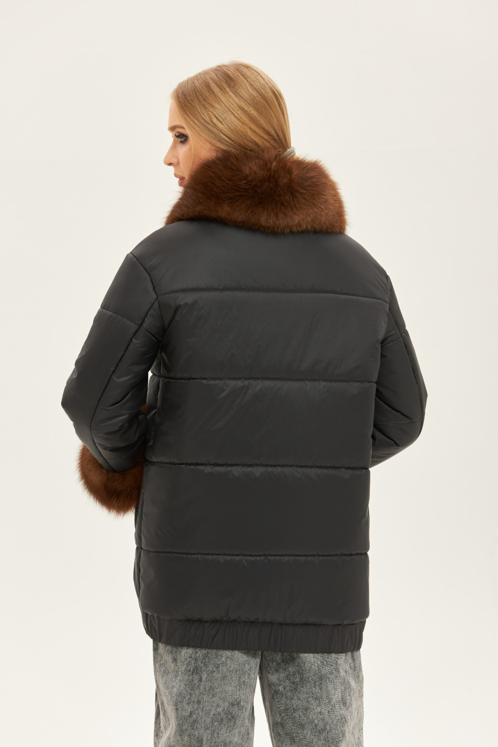 Зимняя куртка Mila Nova К-160 черный+соболь — изображение 3