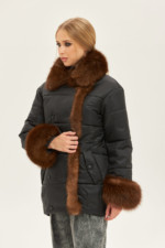 Зимняя куртка Mila Nova К-160 черный+соболь — изображение 2