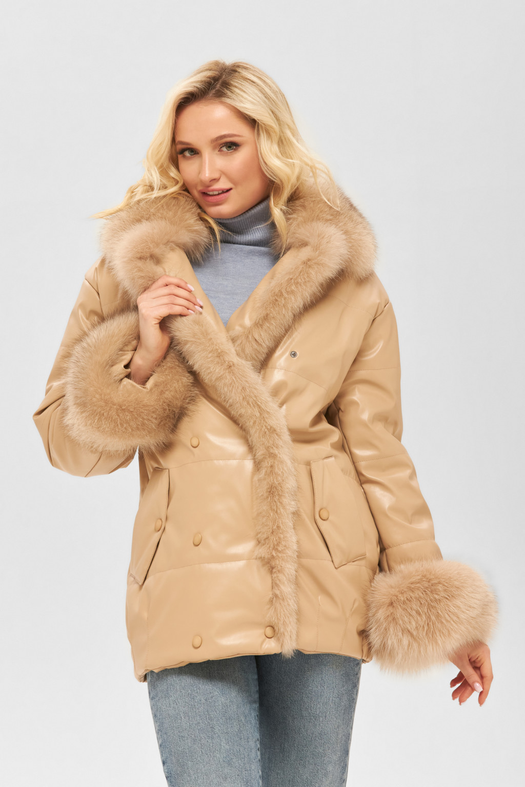 2896_60566 Зимняя куртка Mila Nova К-160 кв бежевая — изображение 1