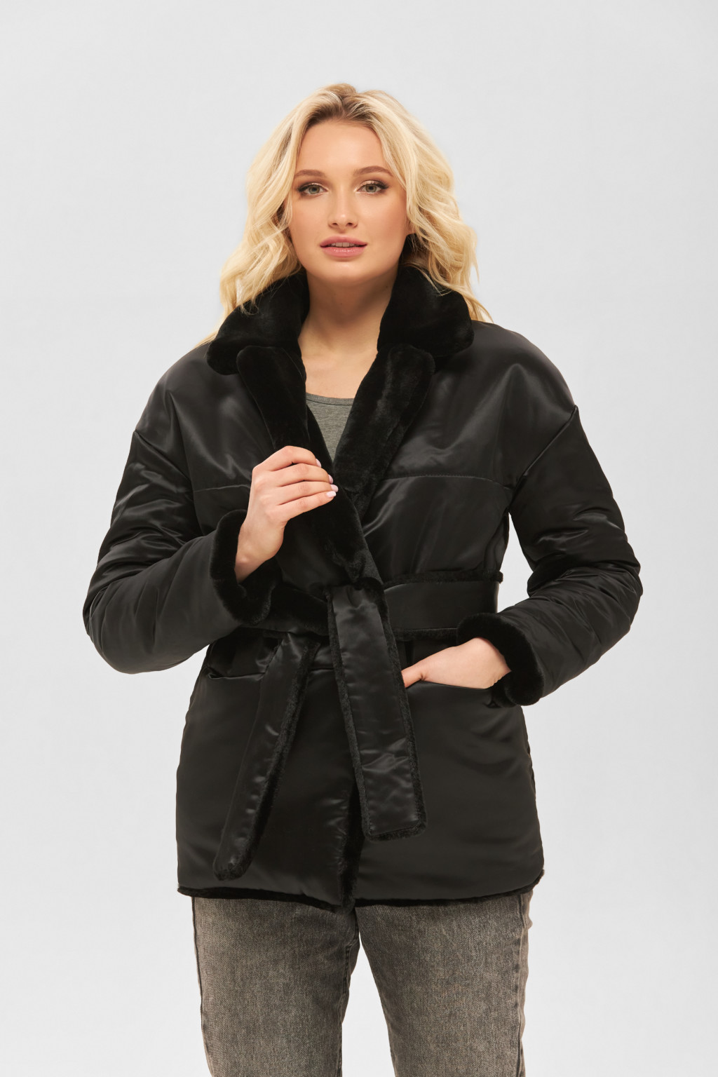 Зимняя шуба Mila Nova К-175 черная — изображение 4