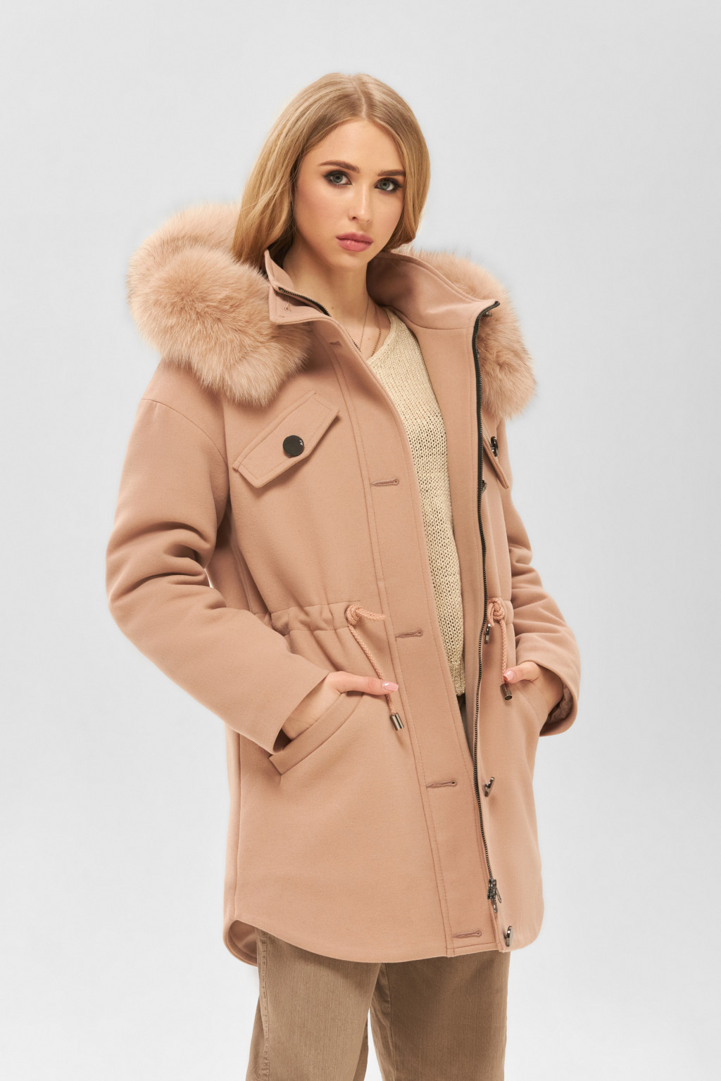 Зимняя парка Mila Nova П-102 пудра — изображение 3