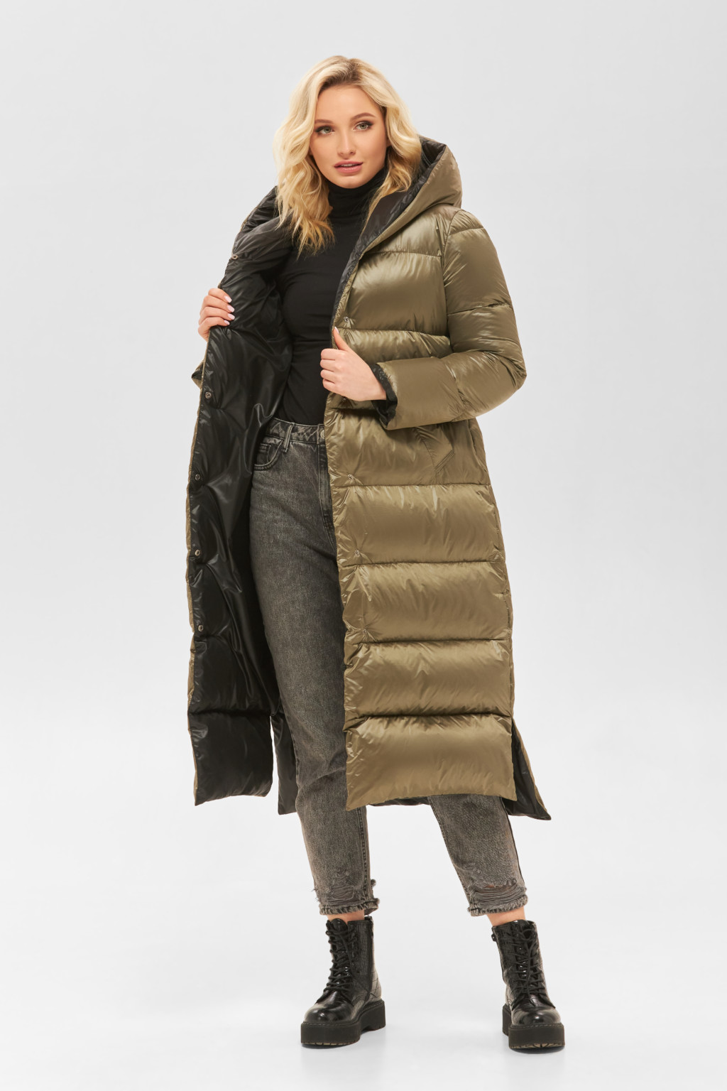 Зимний пуховик Mila Nova К-185 хаки — изображение 1