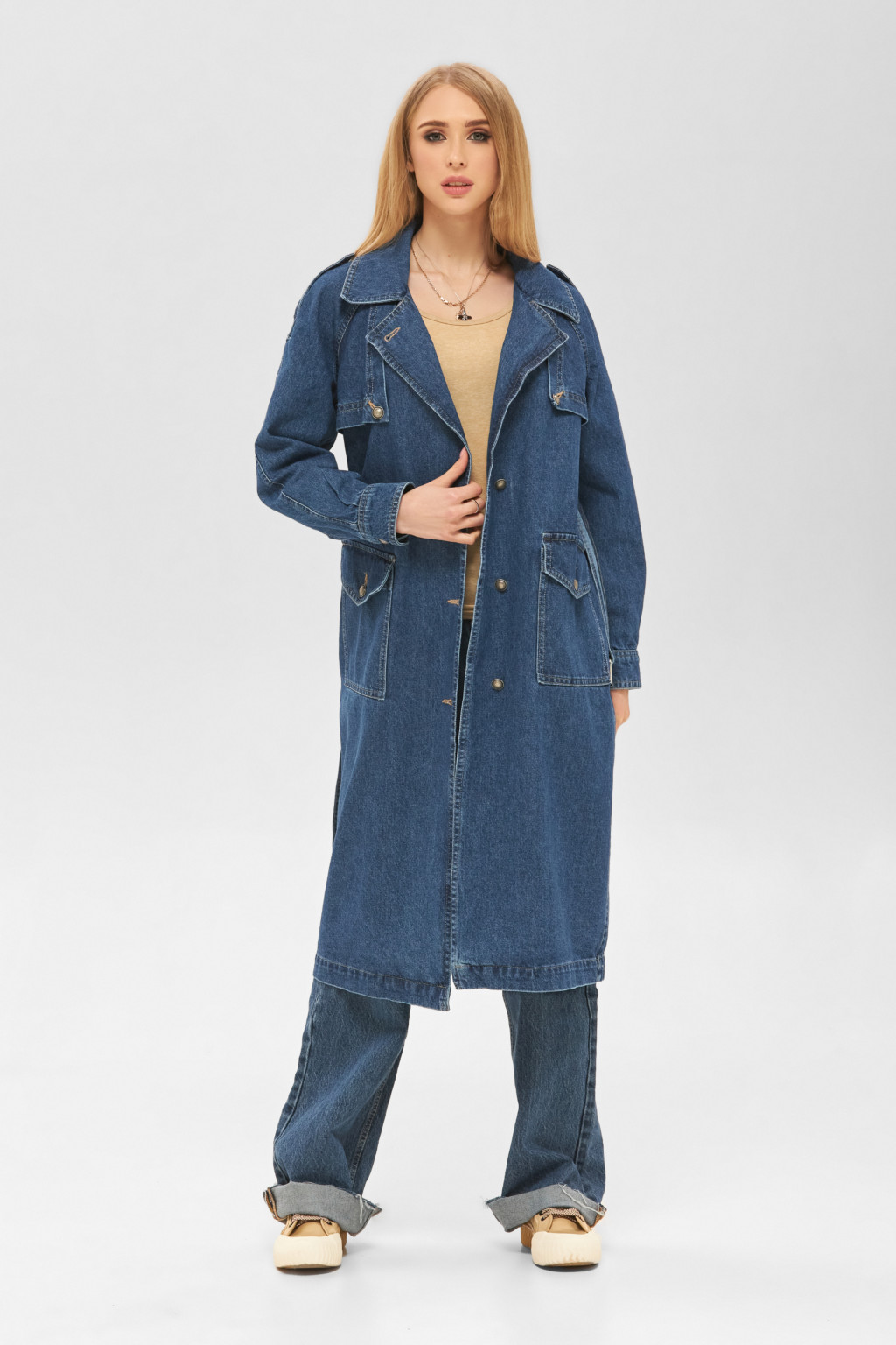 Демисезонный тренч Mila Nova Q-87 синий — изображение 2