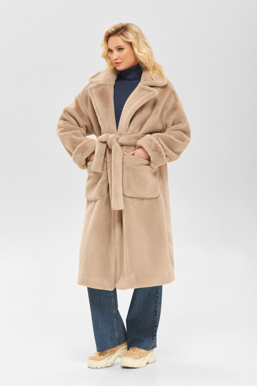 Зимняя шуба Mila Nova ПВ-233 бежевая — изображение 1