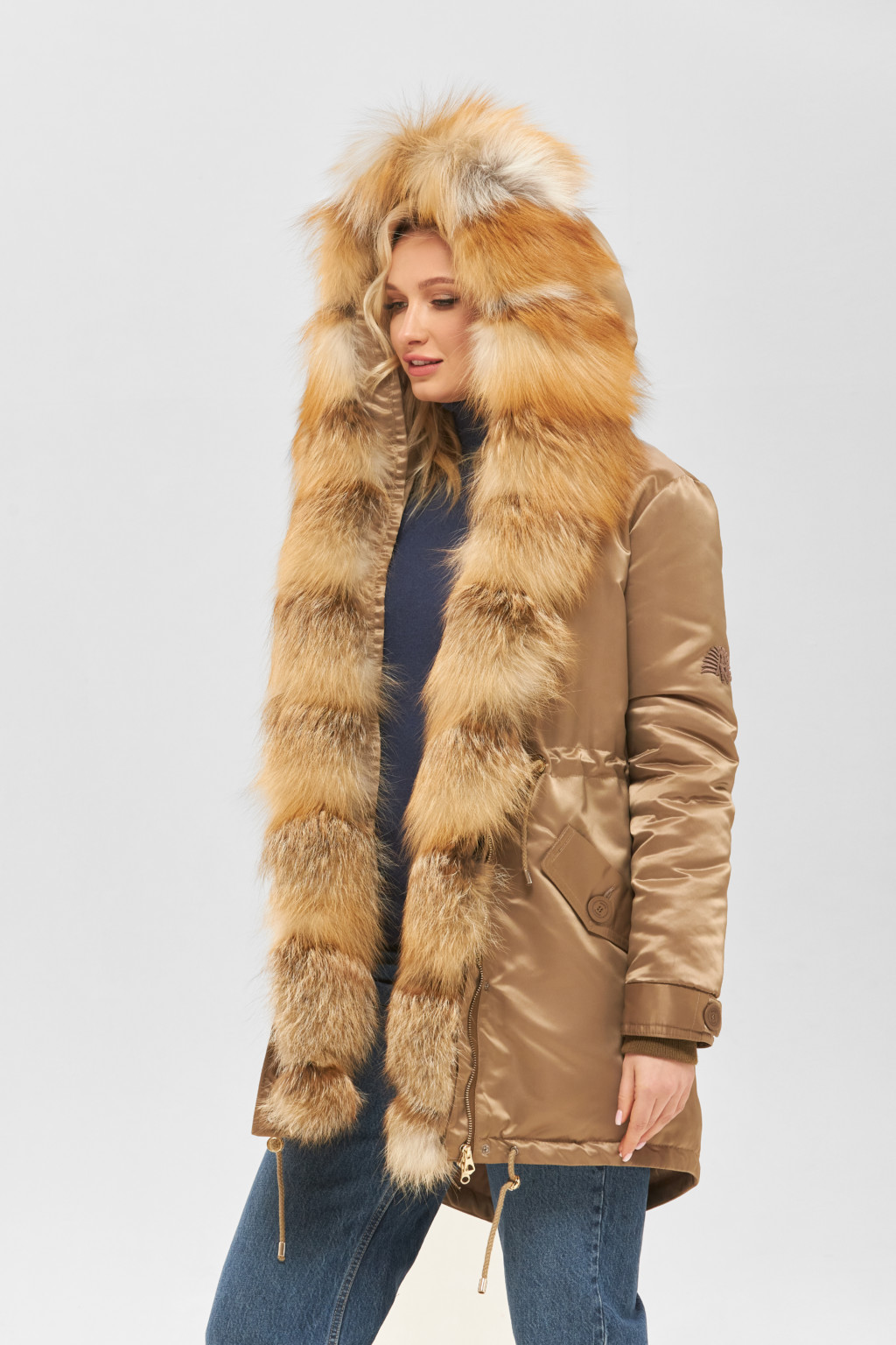 Зимняя парка Mila Nova П-96ех Бежевый + голд — изображение 3