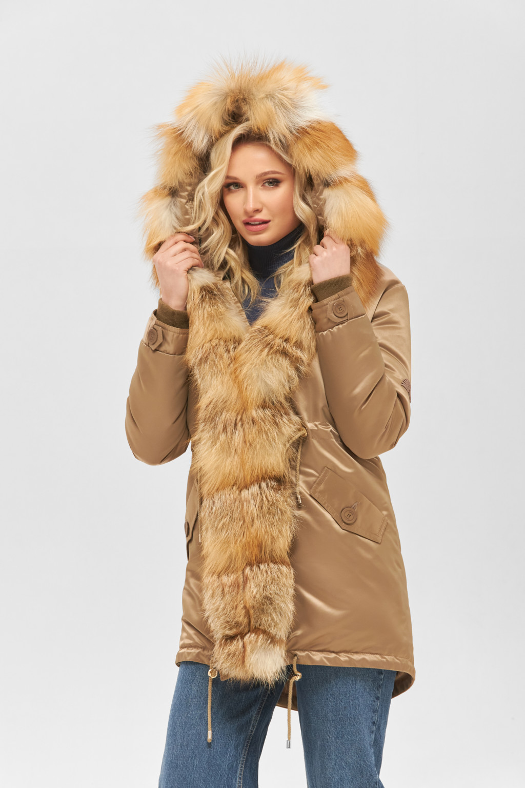 Зимняя парка Mila Nova П-96ех Бежевый + голд — изображение 2
