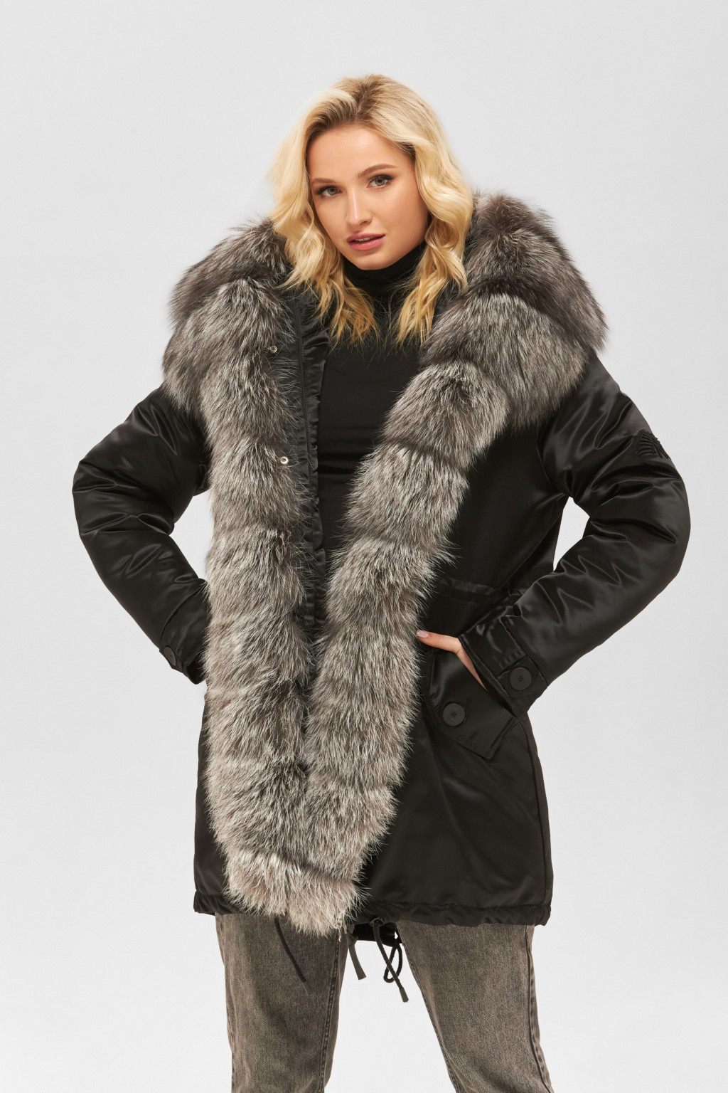 Зимова парка Mila Nova П-96єх чорний + чорне хутро - Зображення 1