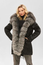 Зимова парка Mila Nova П-96єх чорний + чорне хутро