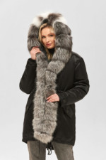Зимова парка Mila Nova П-96єх чорний + чорне хутро - Зображення 2
