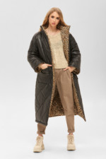 Зимний плащ Mila Nova ПВ-219 черный+леопард — изображение 2