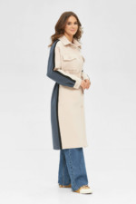 Демісезонне пальто Mila Nova ПВ-244 молоко+денім - Зображення 3