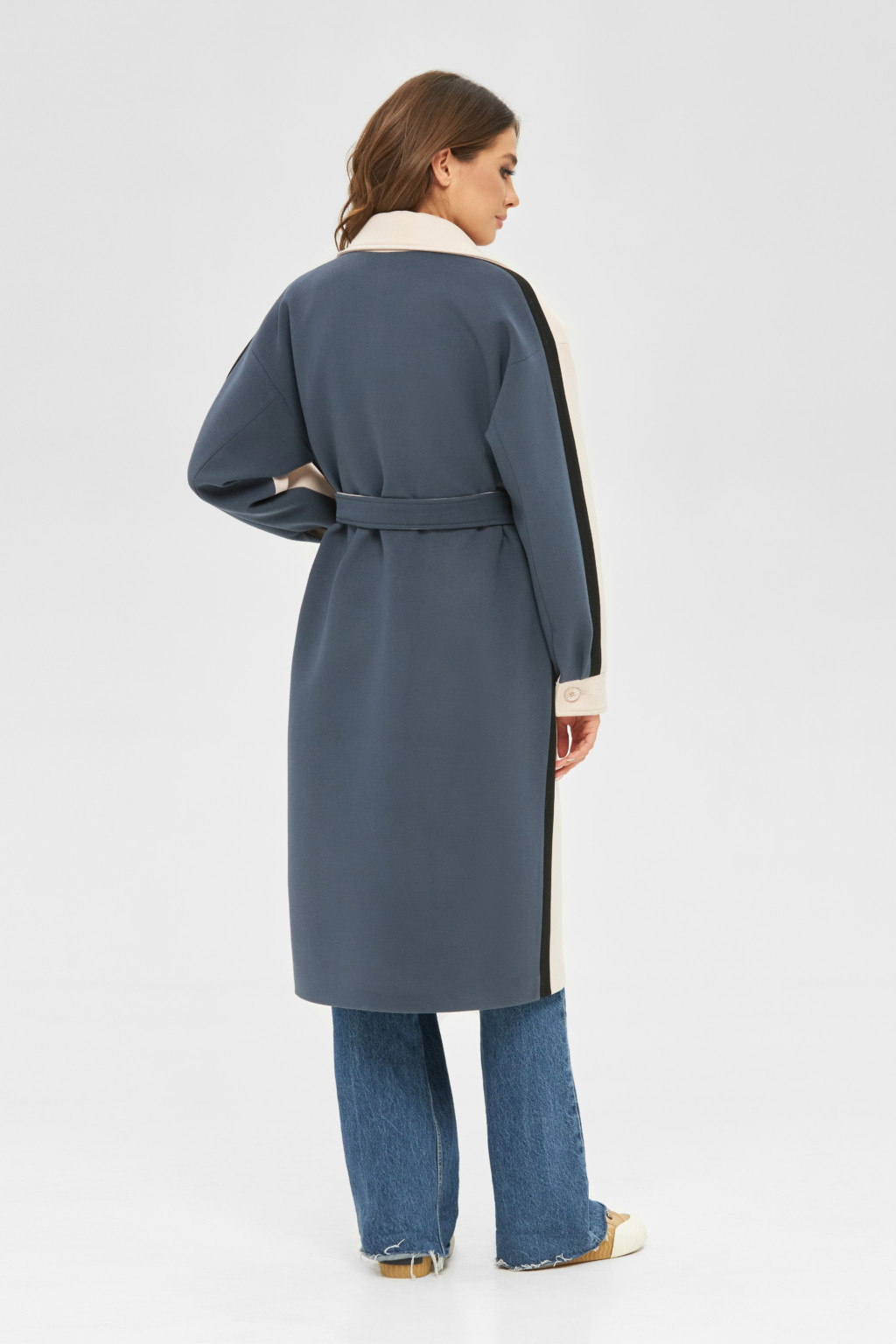 Демісезонне пальто Mila Nova ПВ-244 молоко+денім - Зображення 2