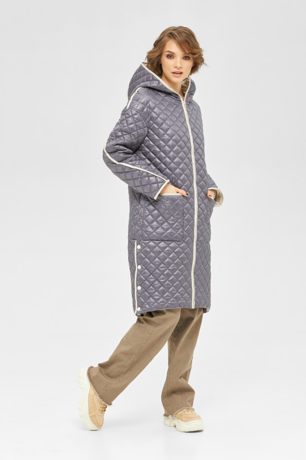 Демисезонный плащ Mila Nova ПВ-250 сирень+молоко — изображение 2