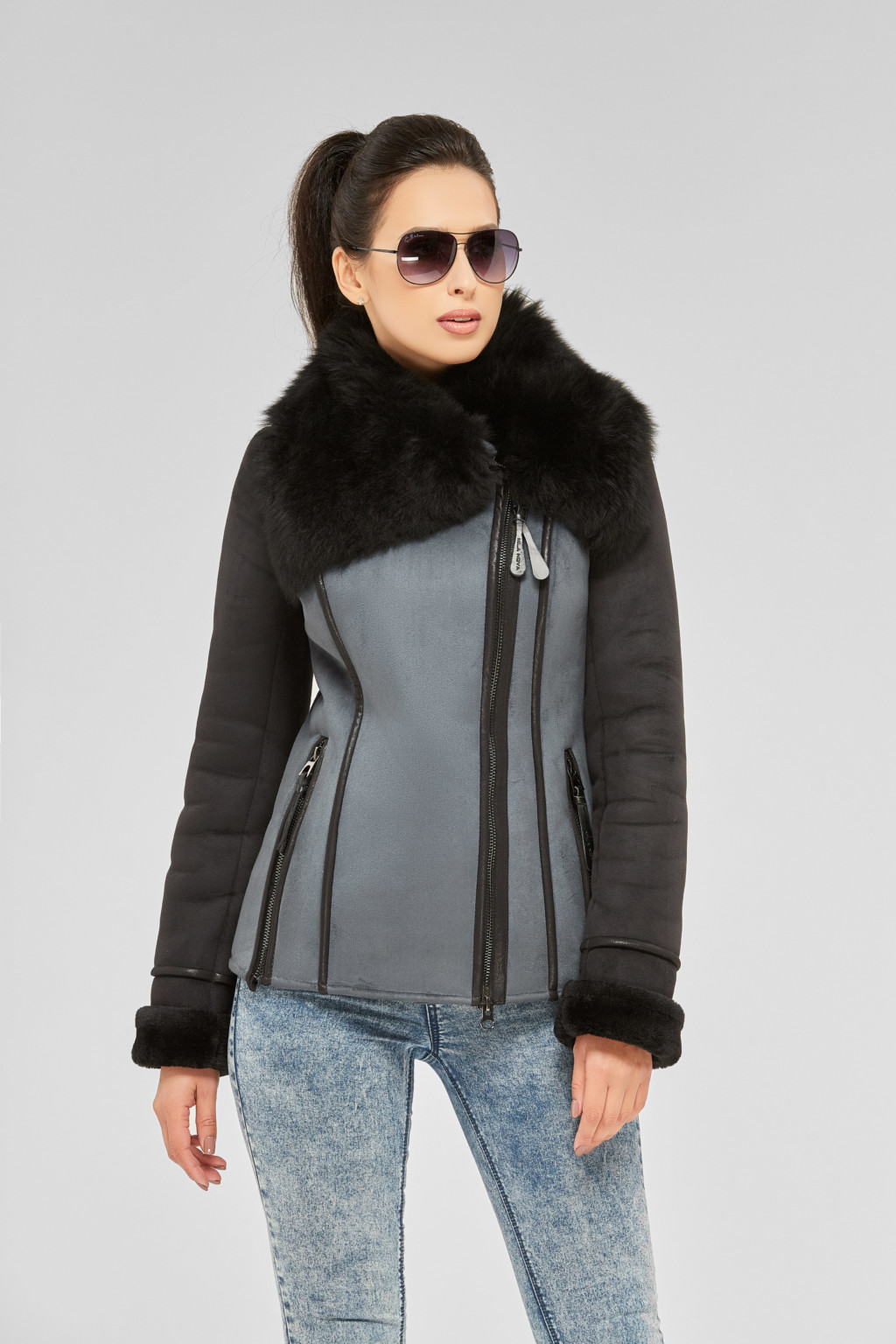 Зимняя дубленка Mila Nova Д-45 синяя — изображение 1