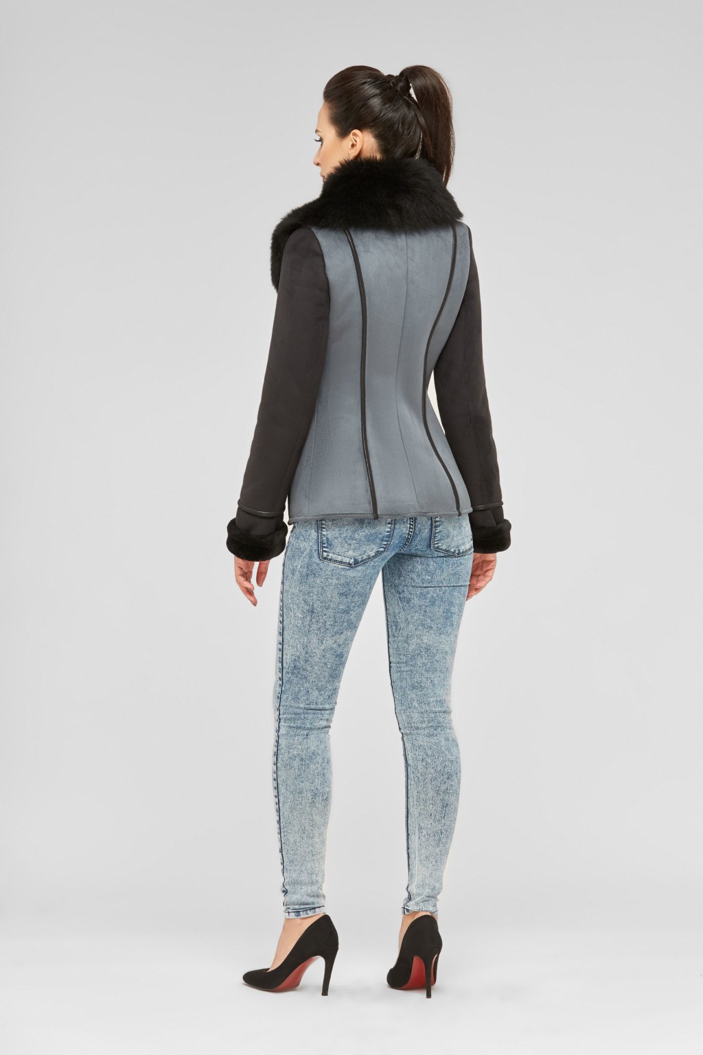 Зимняя дубленка Mila Nova Д-45 синяя — изображение 3