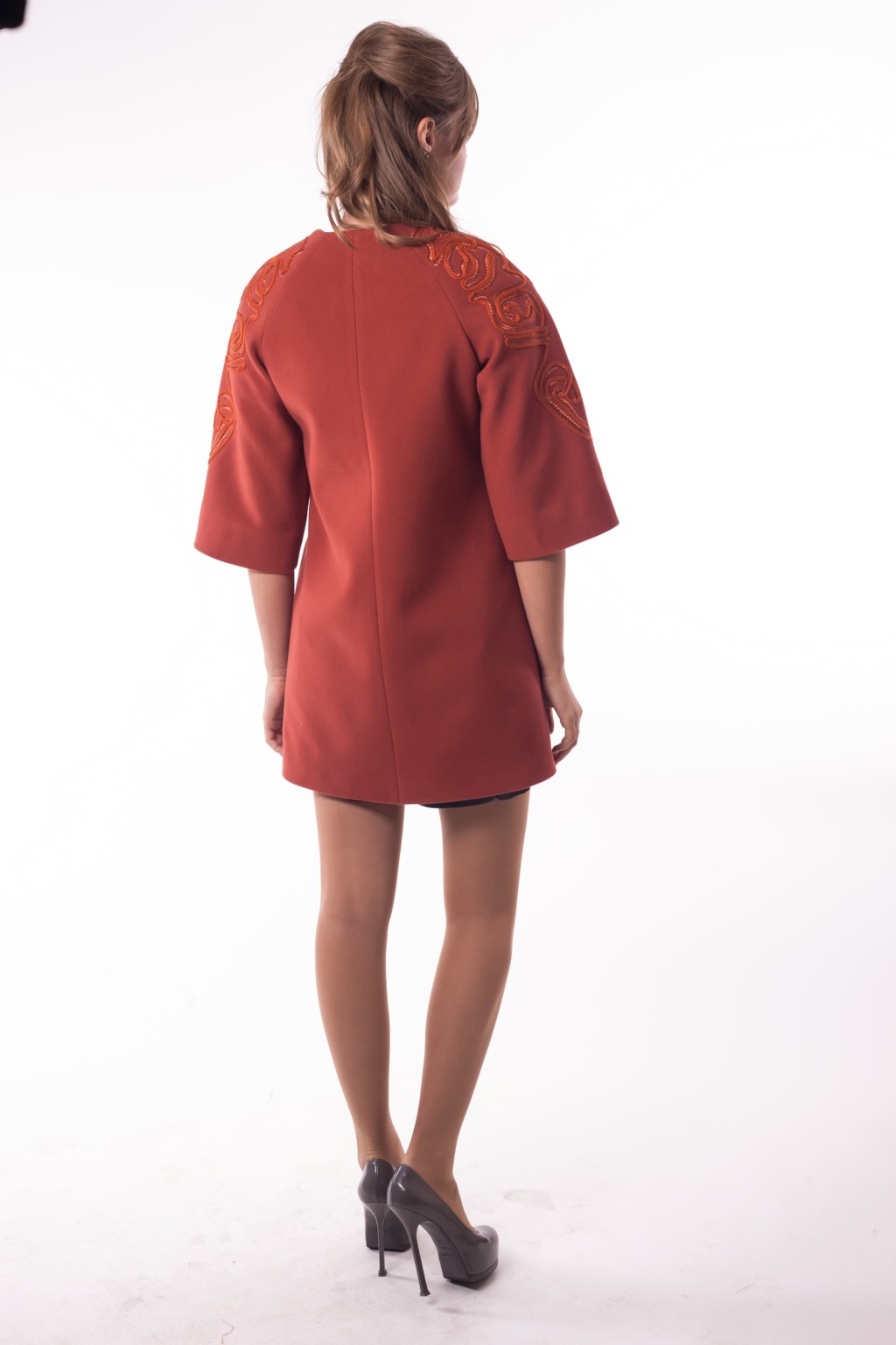 Демисезонное пальто Mila Nova С-33 терракот — изображение 3