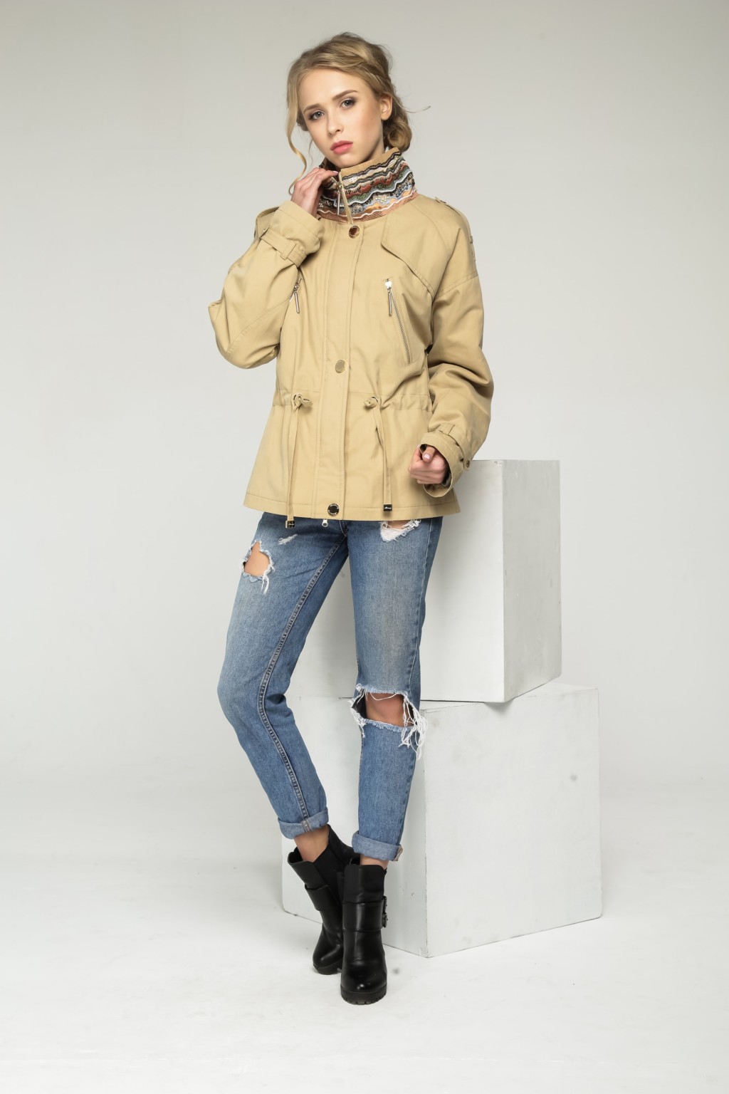 Демисезонная парка Mila Nova С-28 бежевый — изображение 2