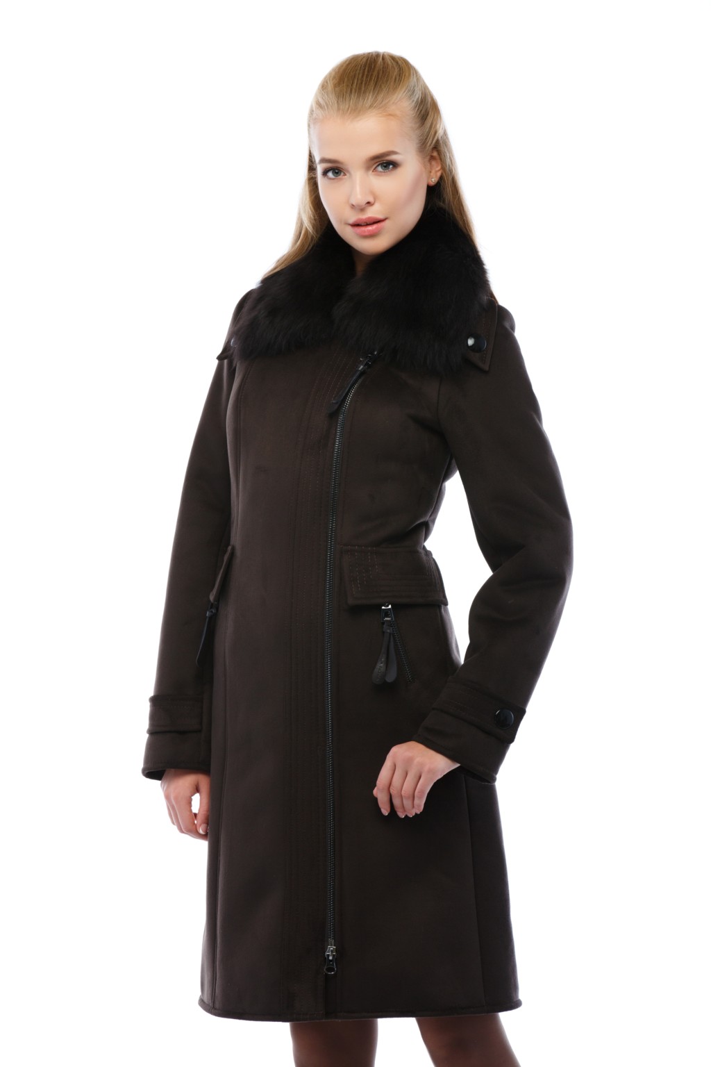 Зимняя дубленка Mila Nova Д-107 шоколад — изображение 1