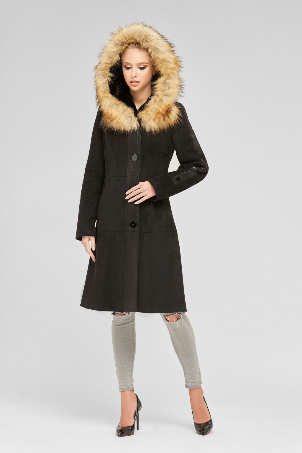 Зимняя дубленка Mila Nova Д-86 черная — изображение 2