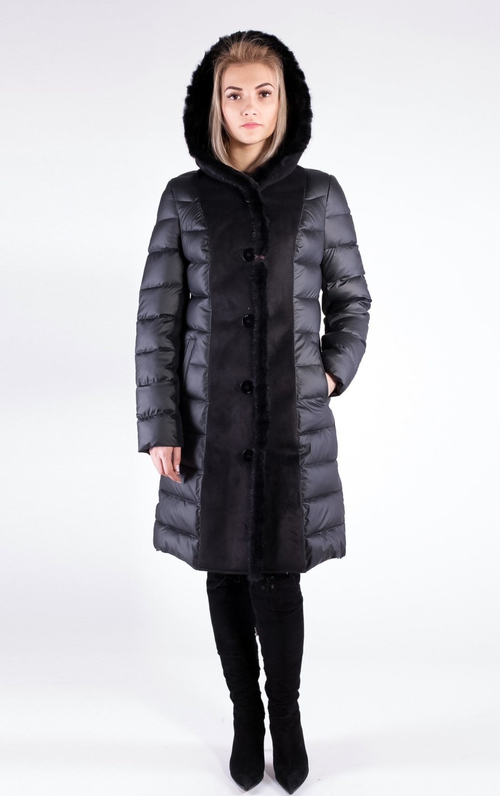 692_48012 Зимняя дубленка Mila Nova Д-92 черная — изображение 1