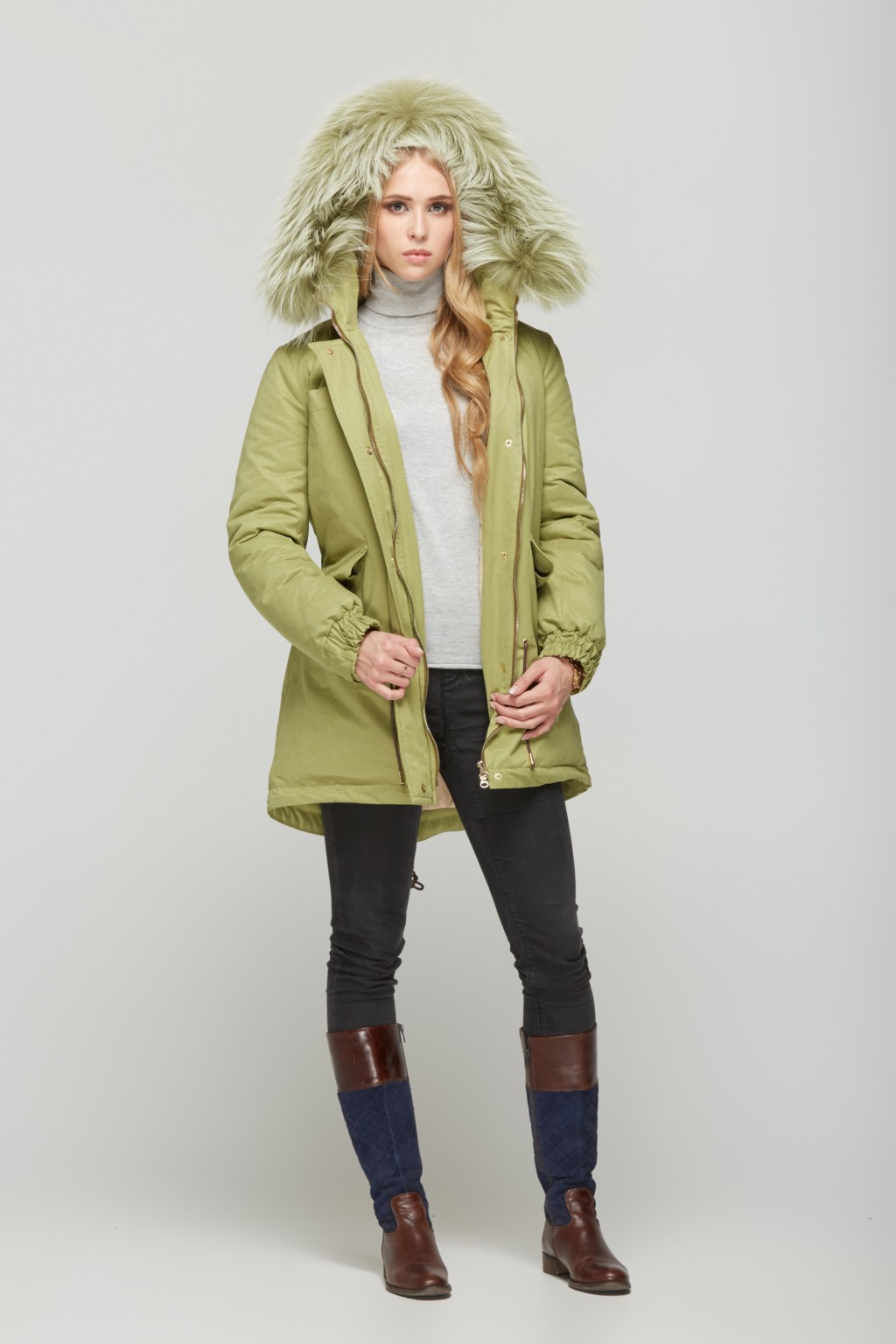 Зимняя парка Mila Nova П-32 оливка — изображение 2