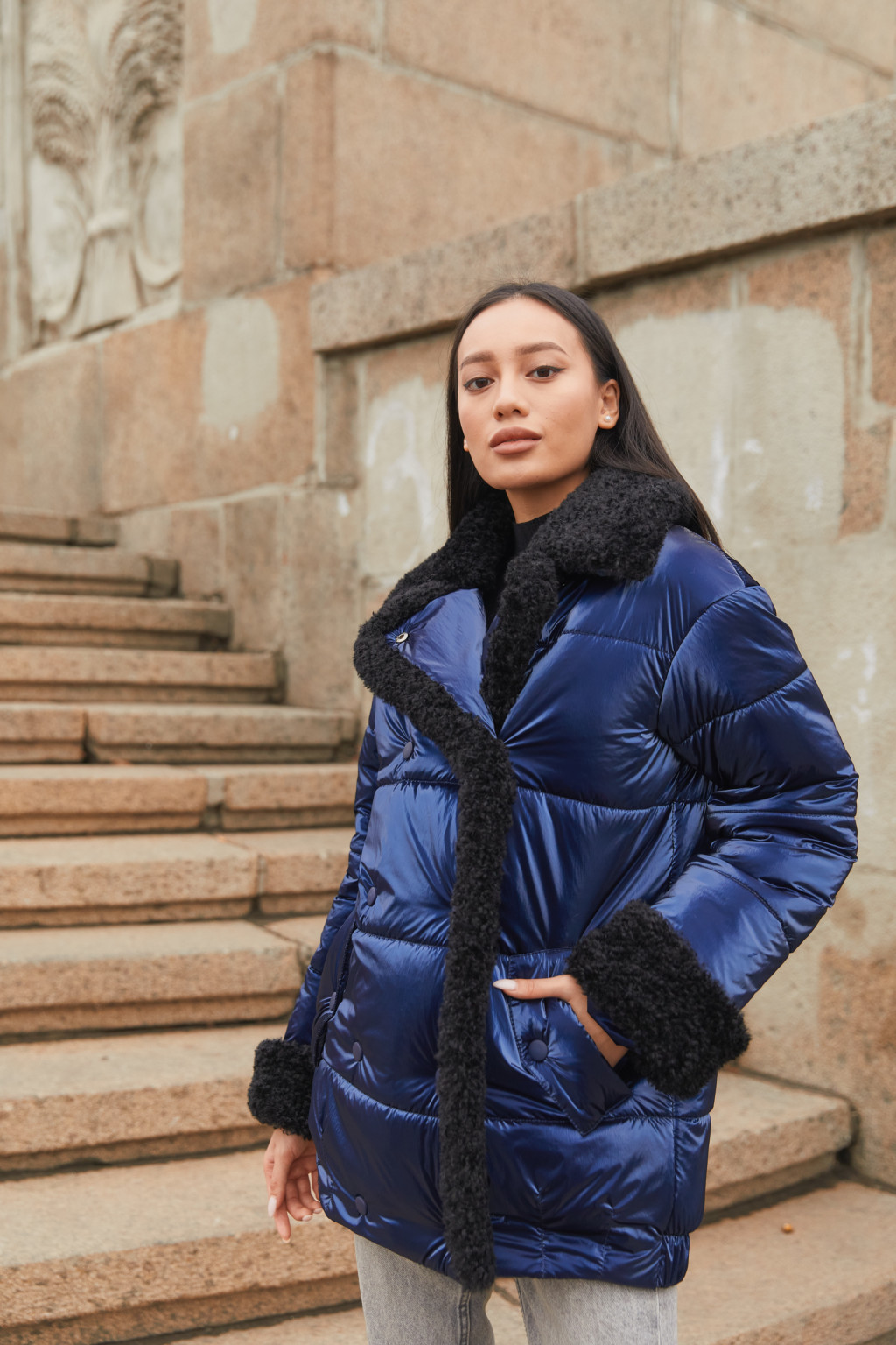 Зимняя Куртка Mila Nova К-160,1 синяя — изображение 2