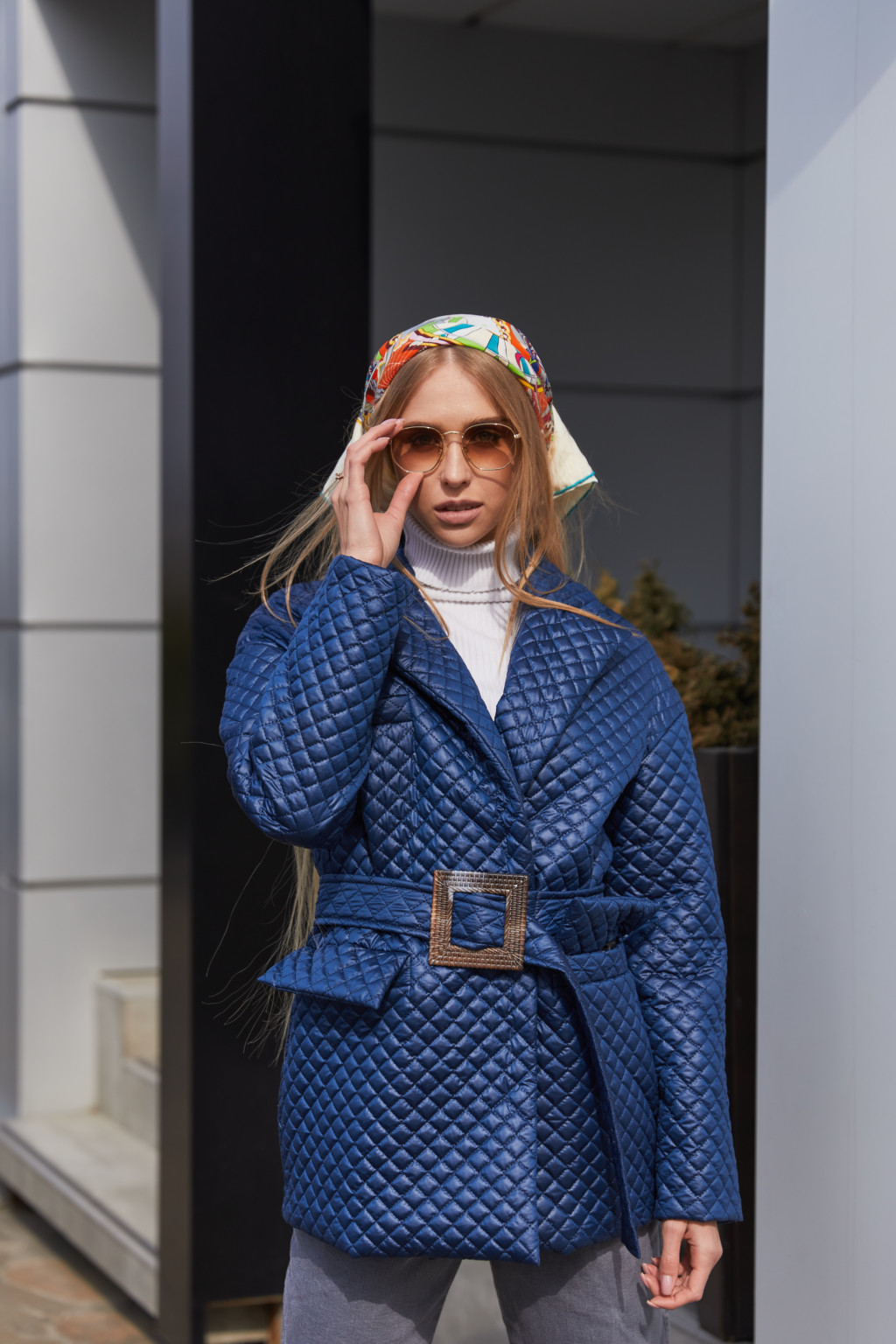 Демисезонная Куртка Mila Nova К-193 синяя — изображение 1