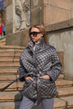 Демисезонная Куртка Mila Nova К-201 серая — изображение 4