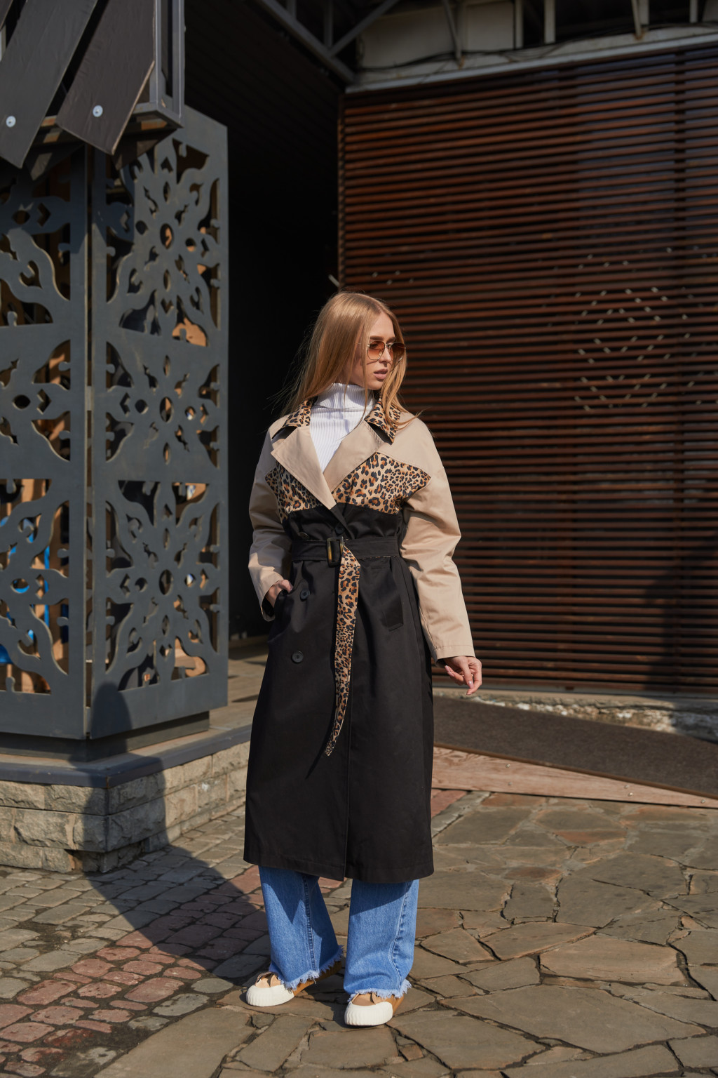 Демисезонный Плащ Mila Nova Q-100 бежевый+ черный — изображение 1