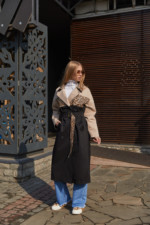 Демисезонный Плащ Mila Nova Q-100 бежевый+ черный