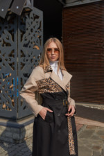 Демисезонный Плащ Mila Nova Q-100 бежевый+ черный — изображение 3