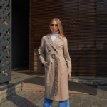 Демисезонный Плащ Mila Nova Q-91бежевый + черный