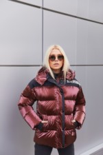 Зимняя куртка Mila Nova К-155 БОРДО+ЧЕРНЫЙ