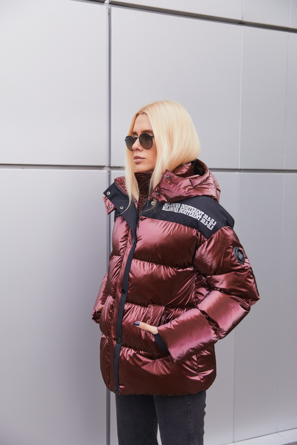 Зимняя куртка Mila Nova К-155 БОРДО+ЧЕРНЫЙ — изображение 2
