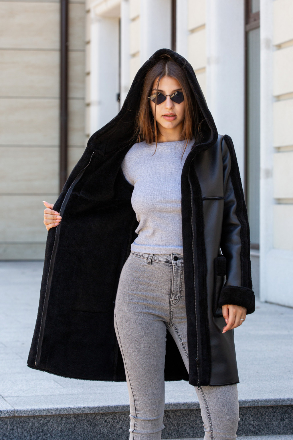 Зимняя Дубленка Mila Nova Д-159 кап черная — изображение 6