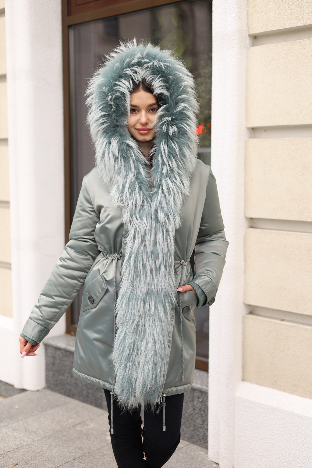 Зимняя парка Mila Nova П-96ех+енот бирюза — изображение 1