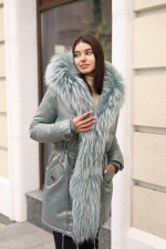 Зимняя парка Mila Nova П-96ех+енот бирюза — изображение 3